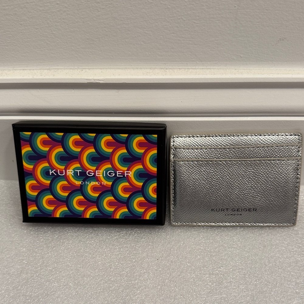 Kurt Geiger Silver Leather Card Holder NIB